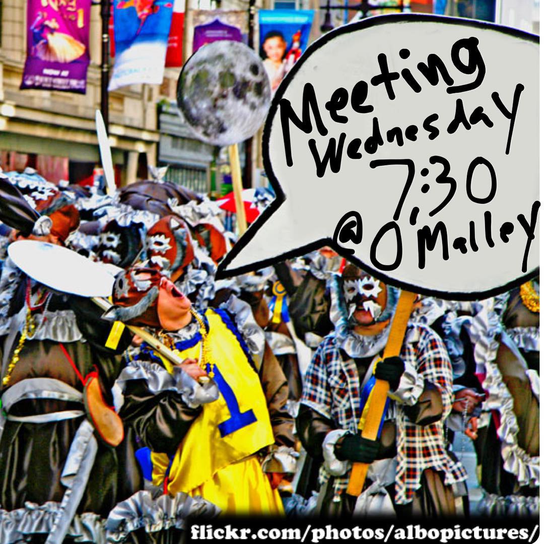 Only 3 meetings left! Get to O'Malley this Wednesday at 7:30 to pay your dues and find out what's going on with the parade. There is some important news to cover.