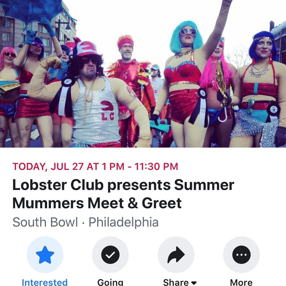 The @thelobsterclub is throwing a mummer meet and greet party tonight at south bowl!